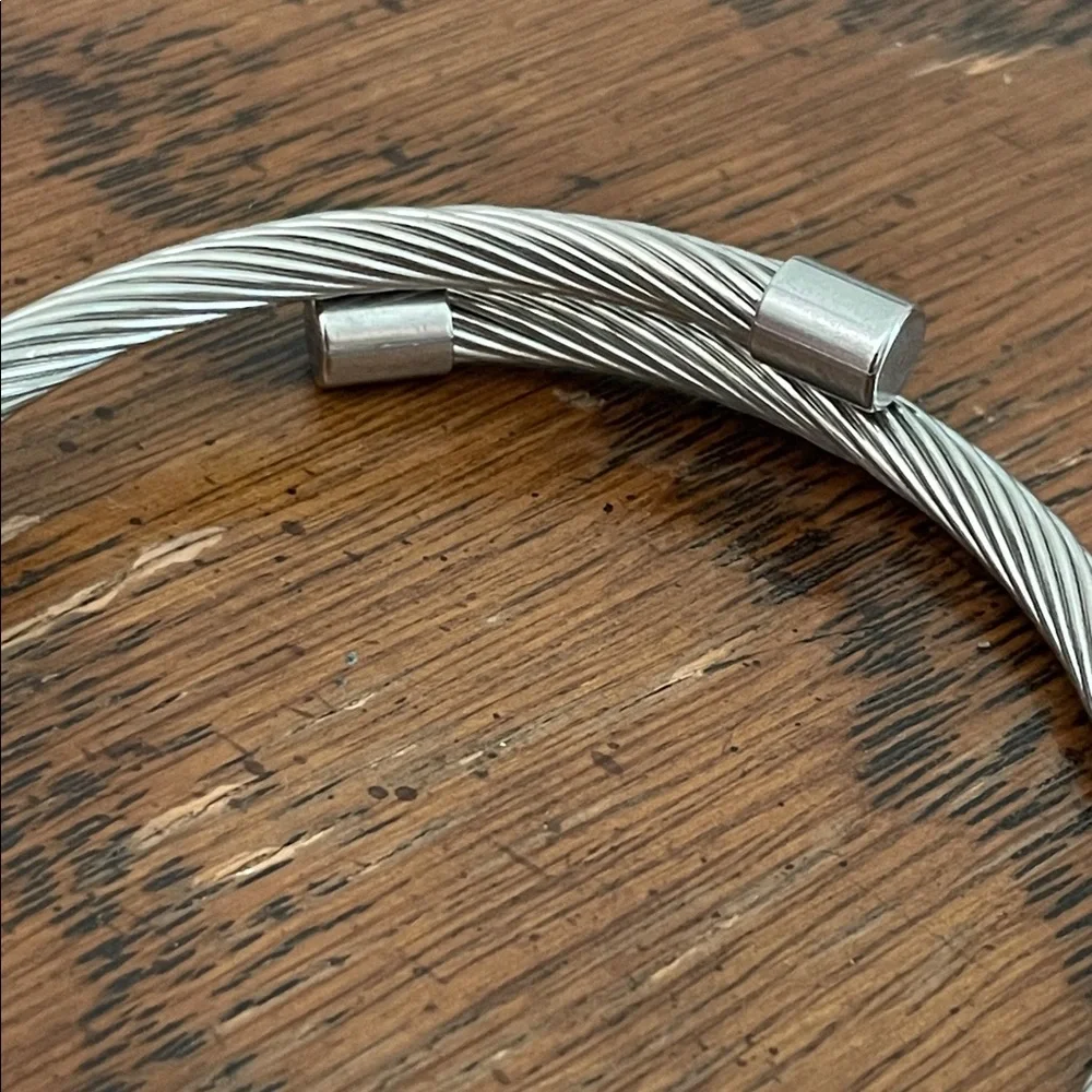 Cable Bracelet with Engraved Charm